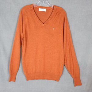 Vintage Christian Dior Monsieur Sweater Mens Large Orange Orlon 80s V Neck USA